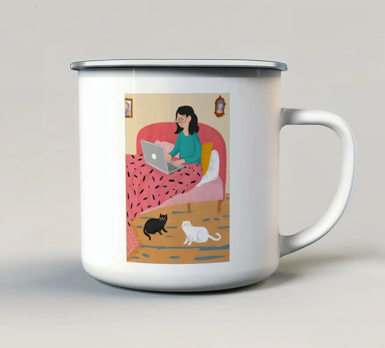 Computer portatile a letto tazza in smalto da Marigold Tiga