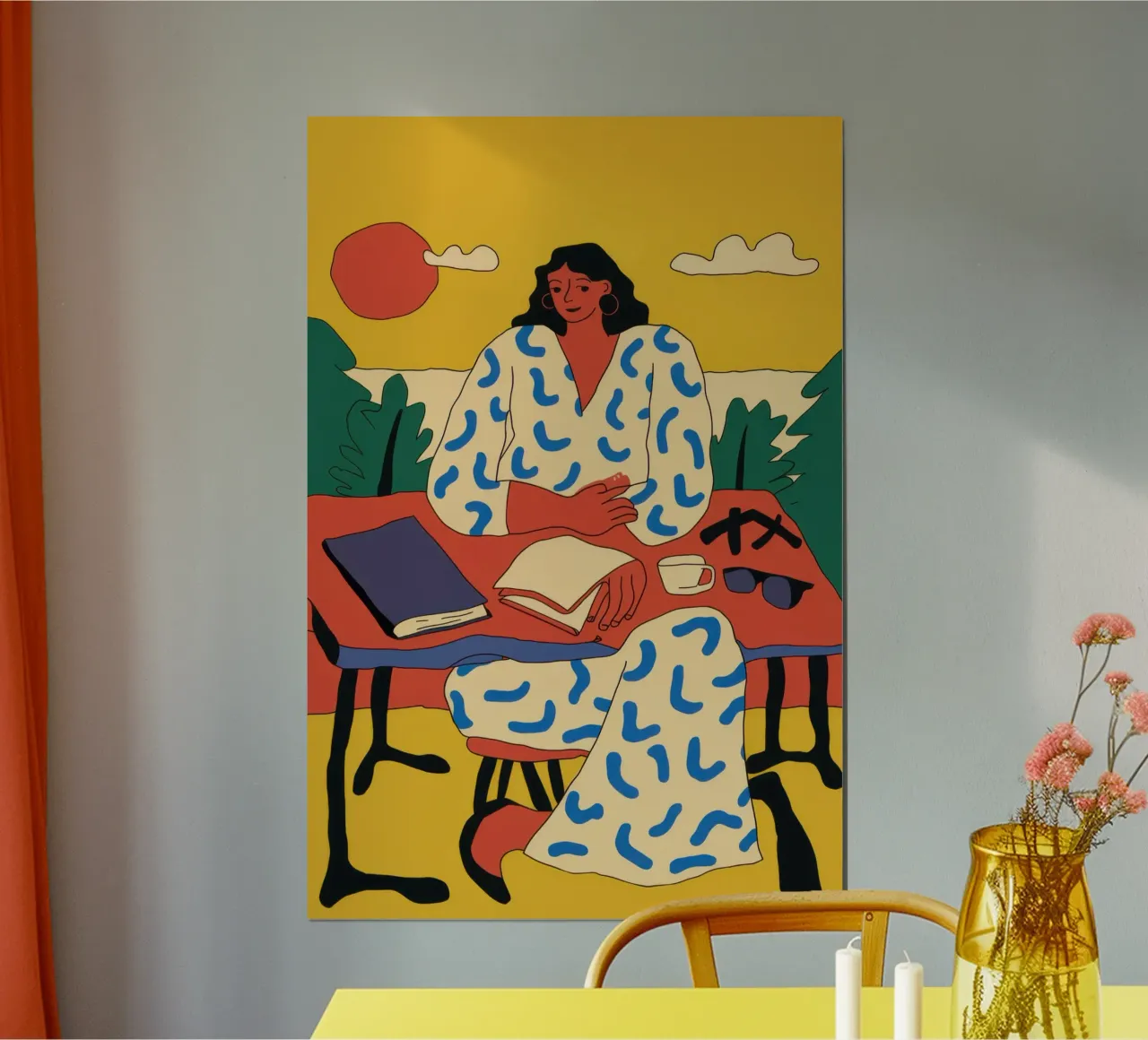 Œufs frits et tulipes poster avec cadre en plastique de Sentinel Glow