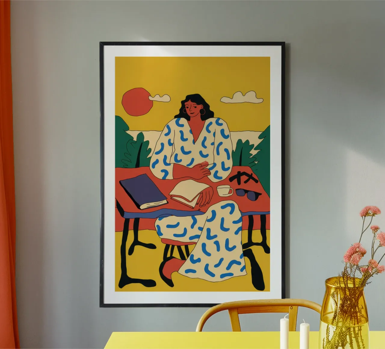 Œufs frits et tulipes poster avec cadre en plastique de Sentinel Glow