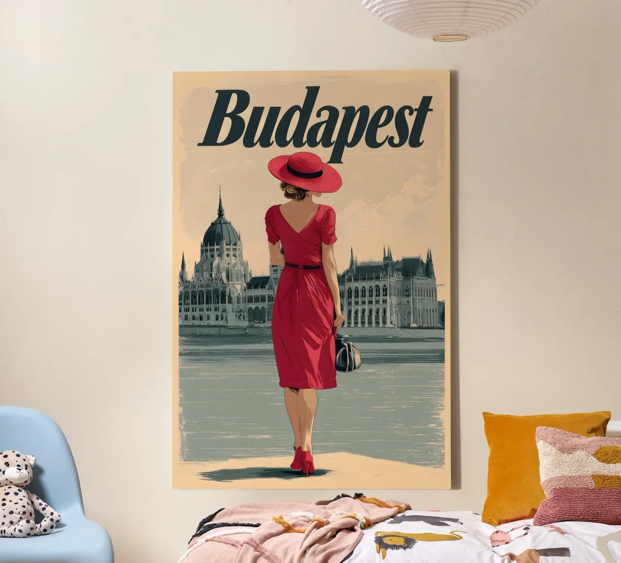 Parlamento vintage di Budapest tela con Cornice a cassetta da Vintage Travel Art