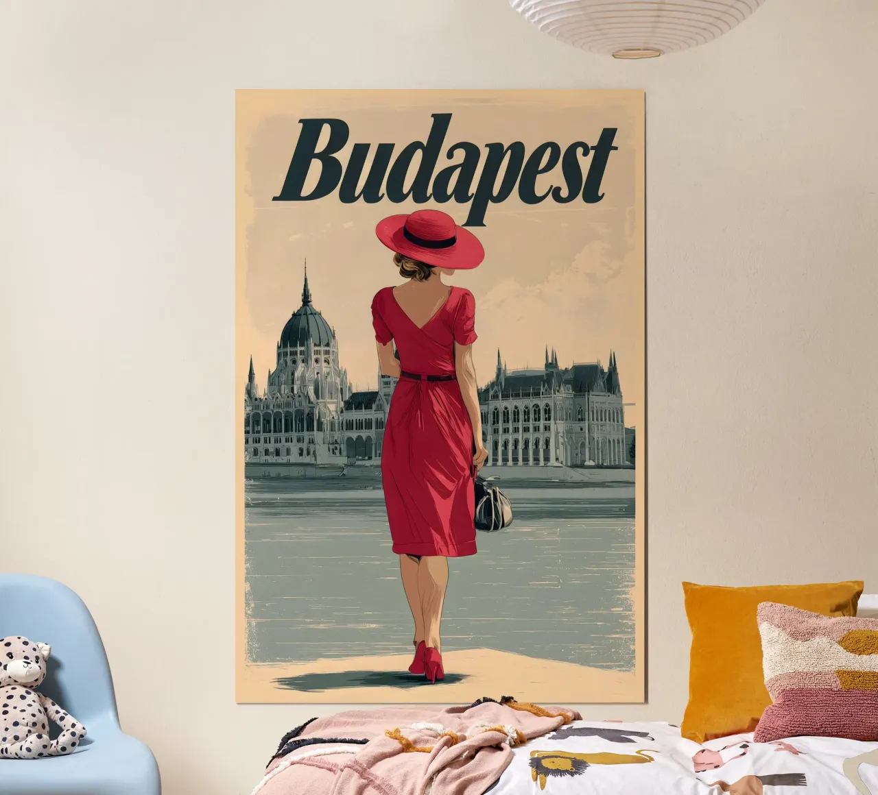 Parlamento vintage di Budapest poster con telaio in alluminio da Vintage Travel Art