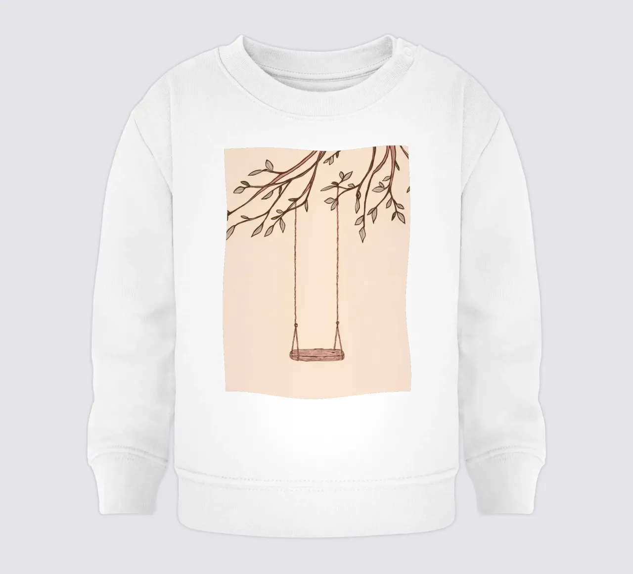 Altalena appesa al ramo di un albero con foglie delicate felpa neonato da DesignDoodle