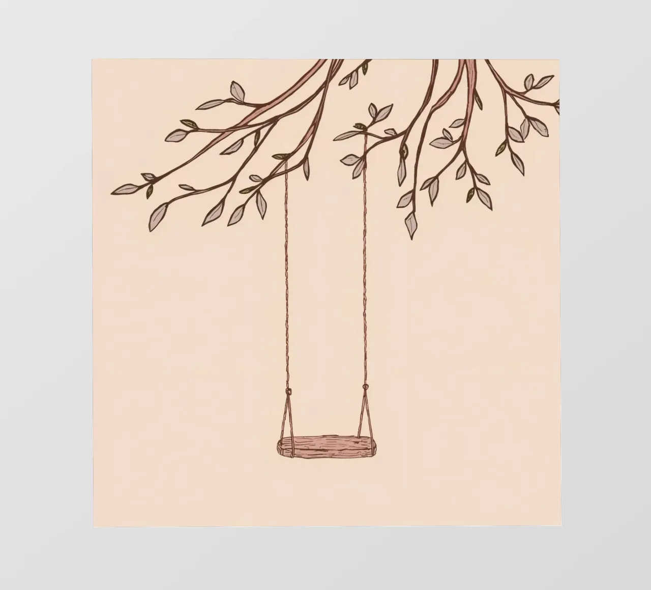 Altalena appesa al ramo di un albero con foglie delicate telo in pvc da DesignDoodle