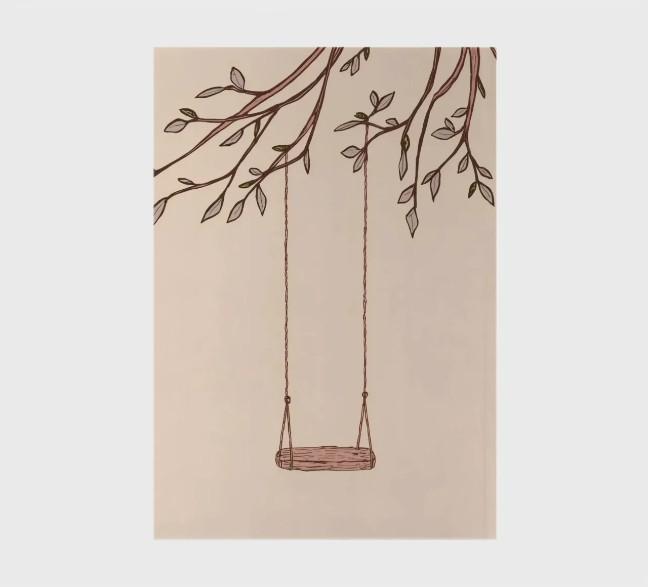 Swing hanging from a tree branch with delicate leaves notebook by DesignDoodle