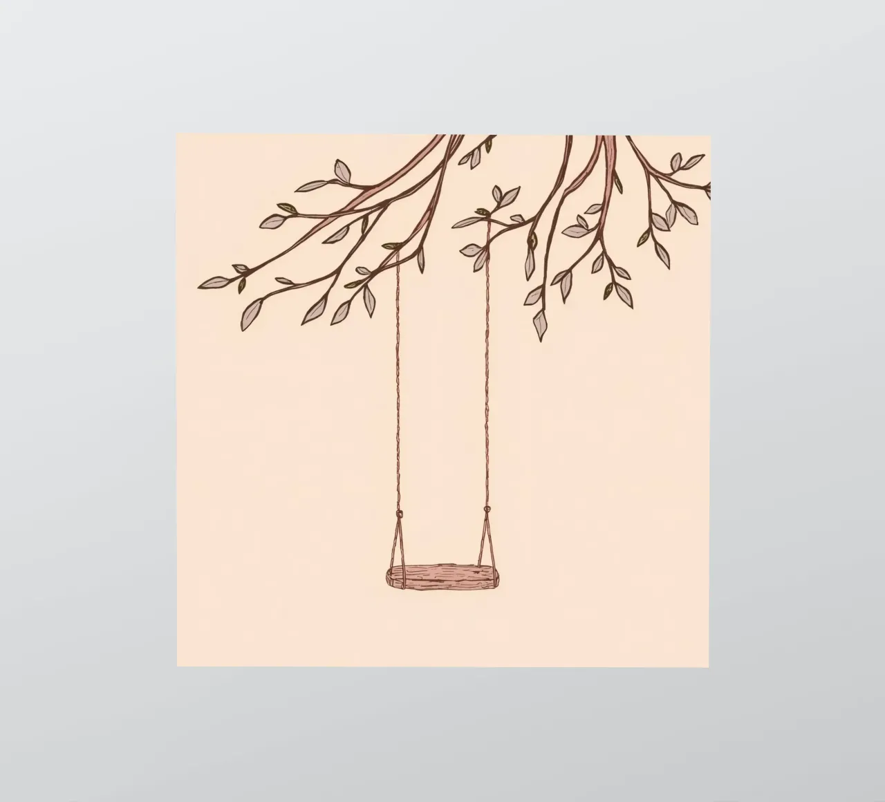 Swing hanging from a tree branch with delicate leaves sticker by DesignDoodle