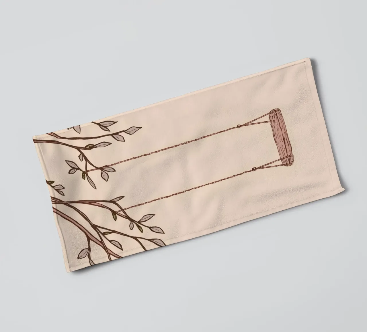 Schaukel an einem Ast mit zarten Blättern hängend Handtuch von DesignDoodle