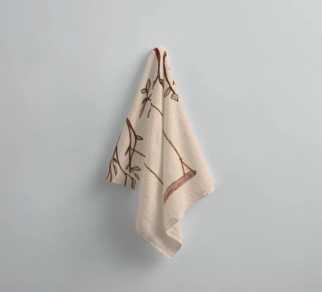 Schaukel an einem Ast mit zarten Blättern hängend Handtuch von DesignDoodle
