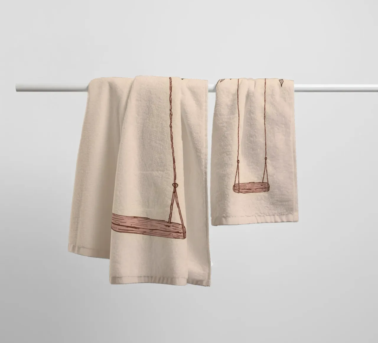 Schaukel an einem Ast mit zarten Blättern hängend Handtuch von DesignDoodle