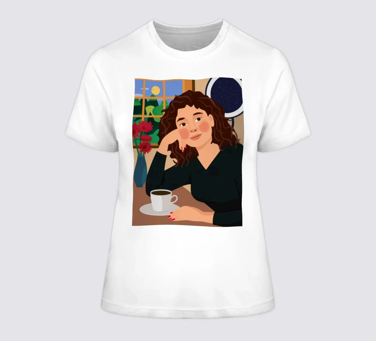 Celestial Coffee Dream women's fitted t-shirt by Marigold Tiga