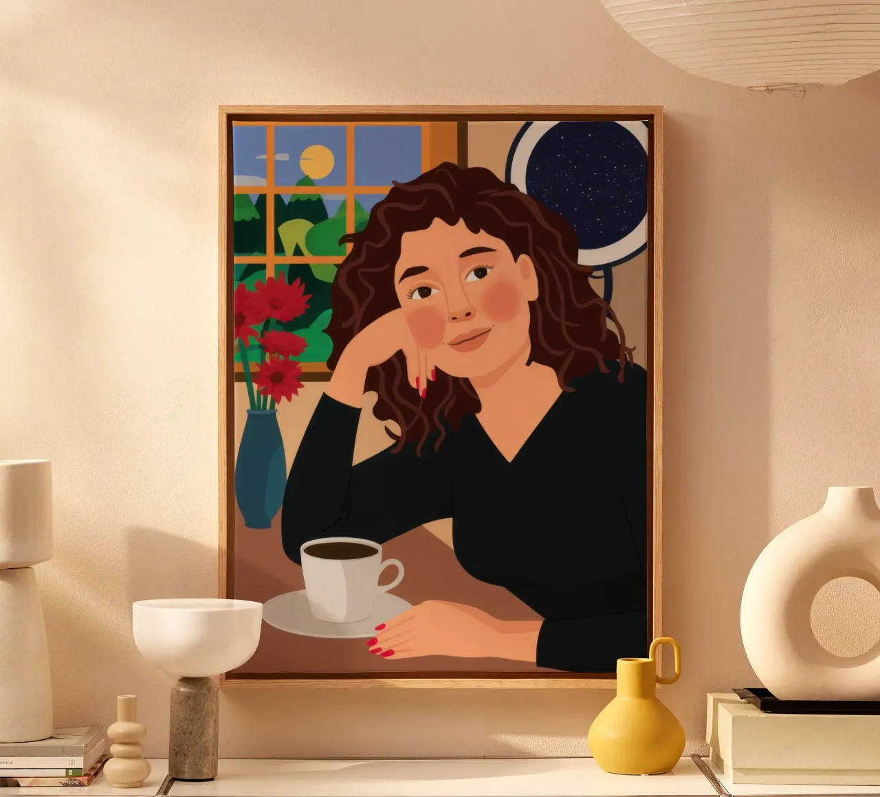 Sogno di caffè celeste tela con Cornice a cassetta da Marigold Tiga