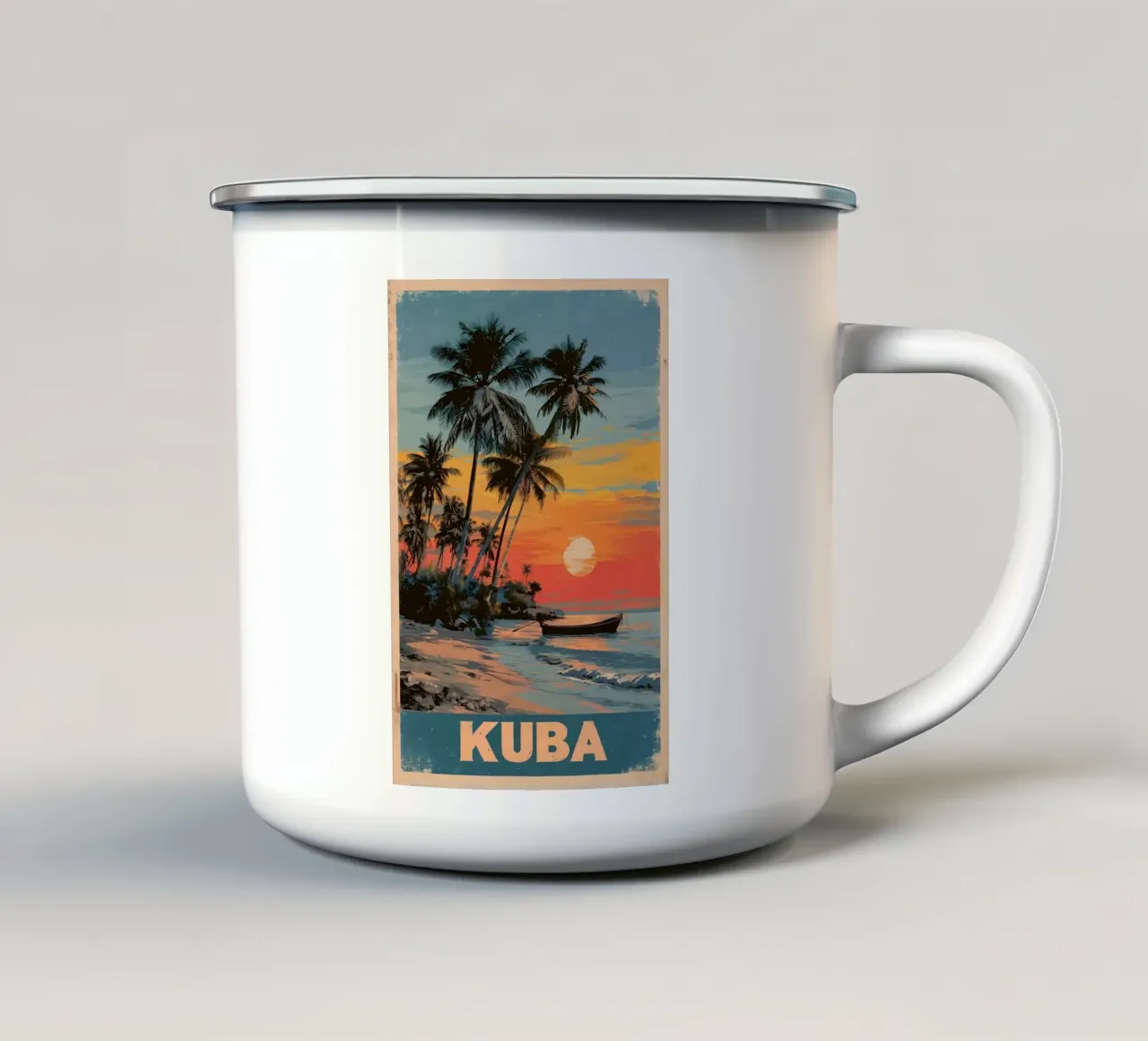 Cuba spiaggia vintage tazza in smalto da Vintage Travel Art