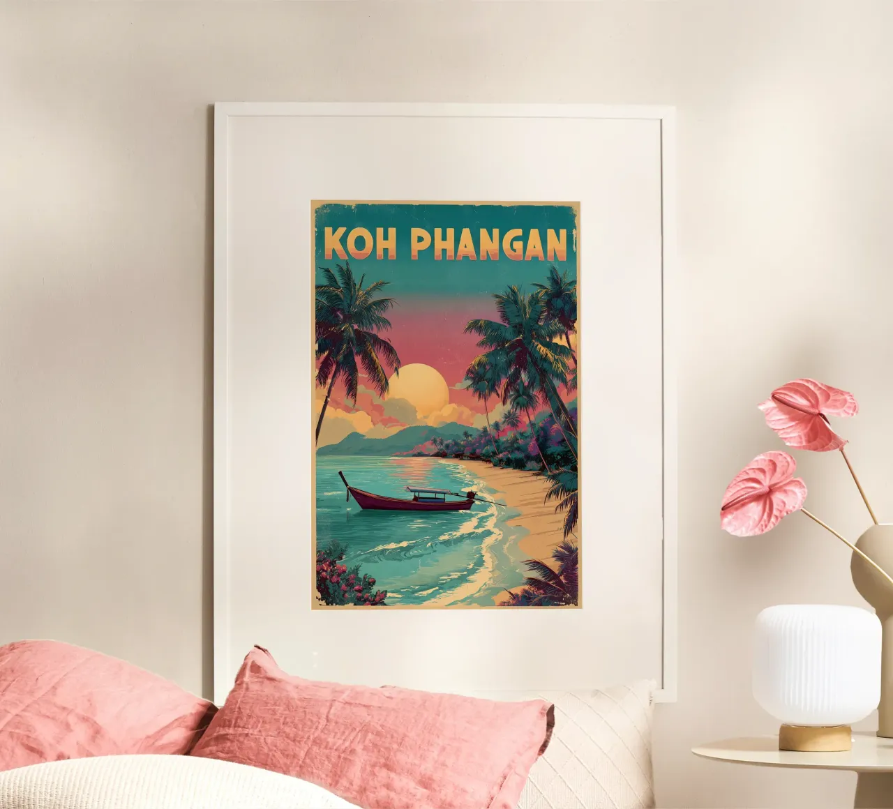 Koh Phangan poster con telaio in plastica da Vintage Travel Art