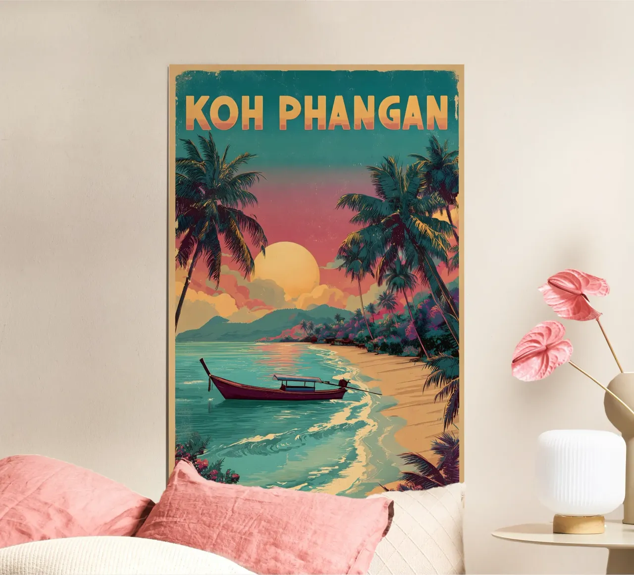 Koh Phangan poster con telaio in plastica da Vintage Travel Art
