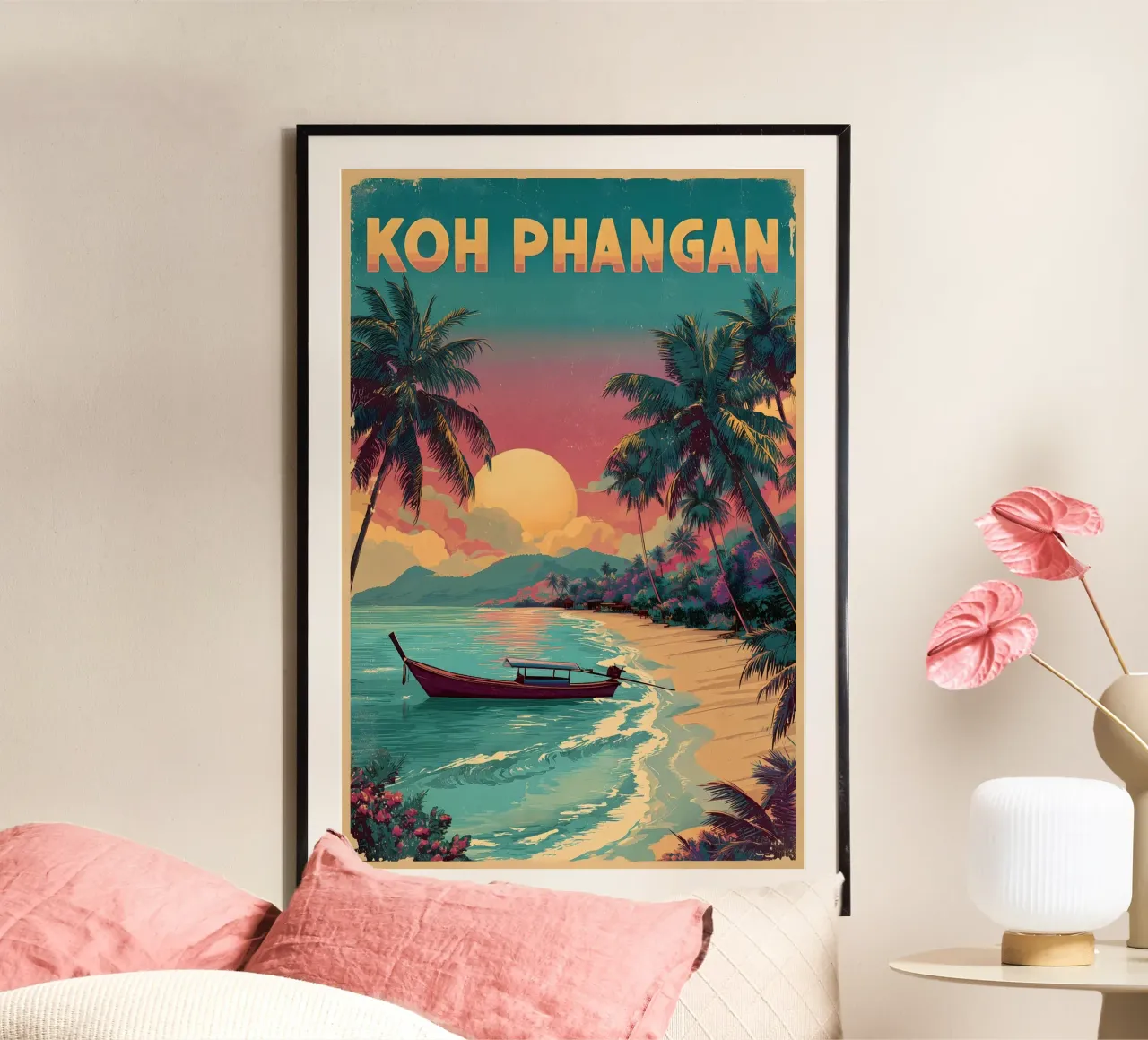 Koh Phangan poster con telaio in plastica da Vintage Travel Art