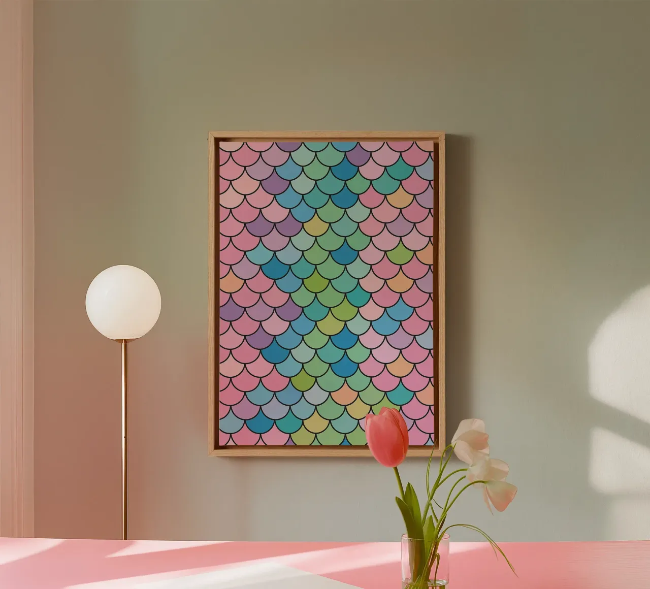 abstracte visschubben vector canvas van oneway