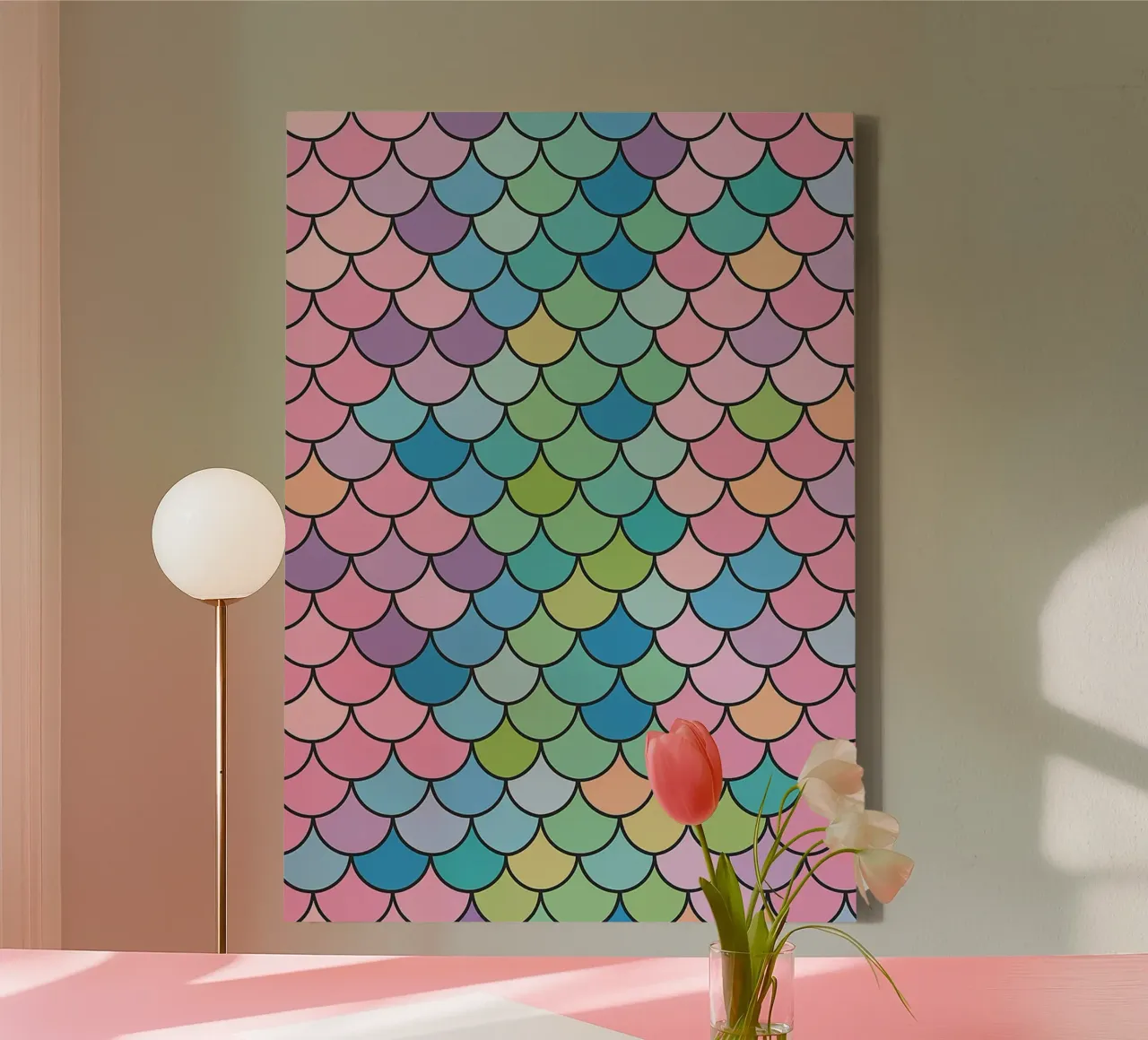 abstracte visschubben vector canvas van oneway