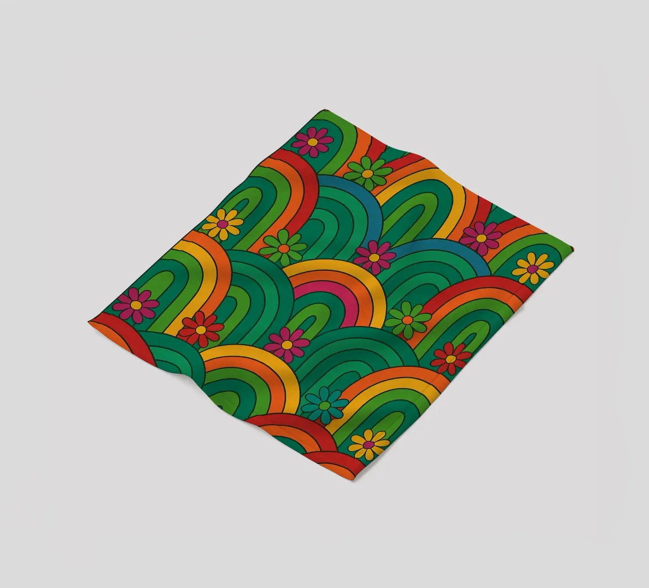 abstract flower and circle lines vector fleece blanket by oneway