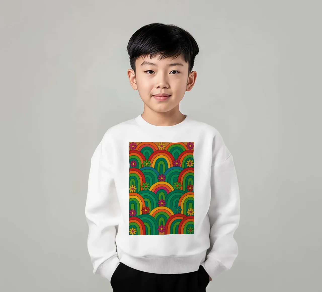 vector abstracto de líneas de flores y círculos sudadera para niño de oneway