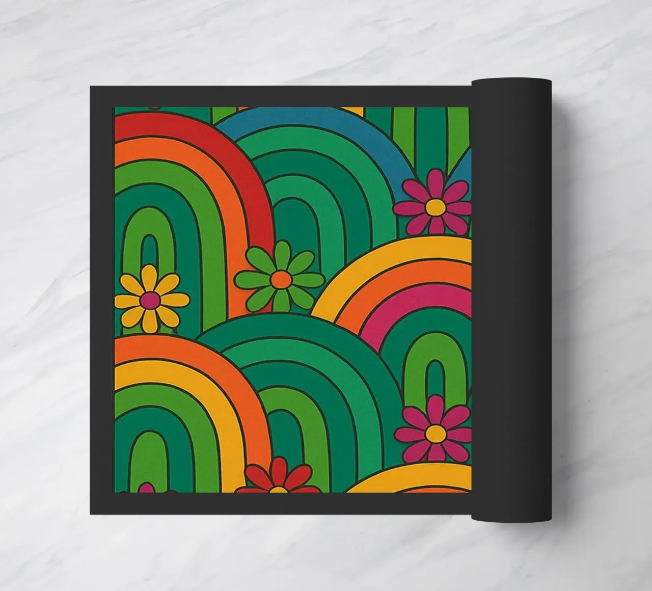abstract flower and circle lines vector doormat by oneway