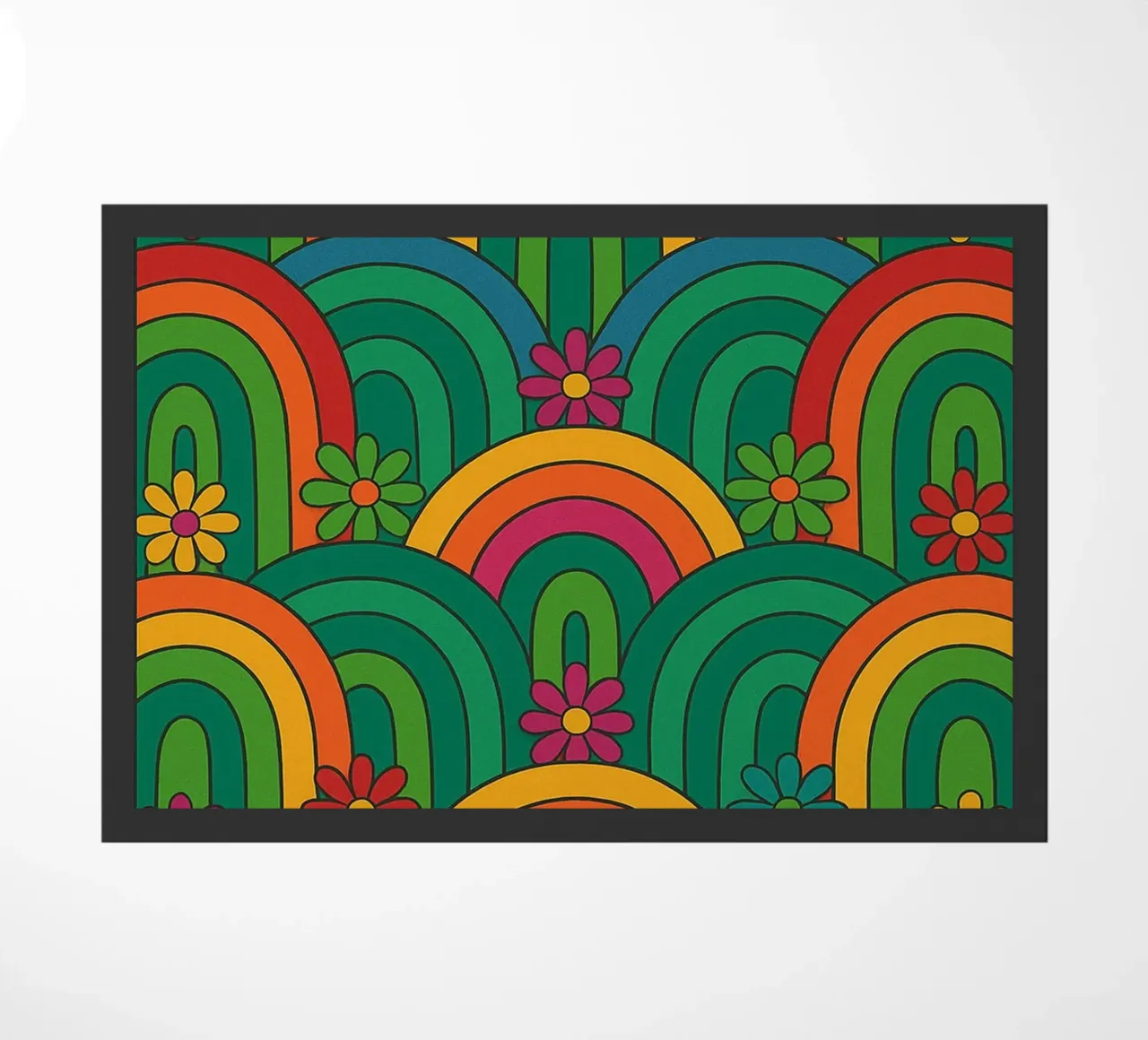 abstract flower and circle lines vector doormat by oneway