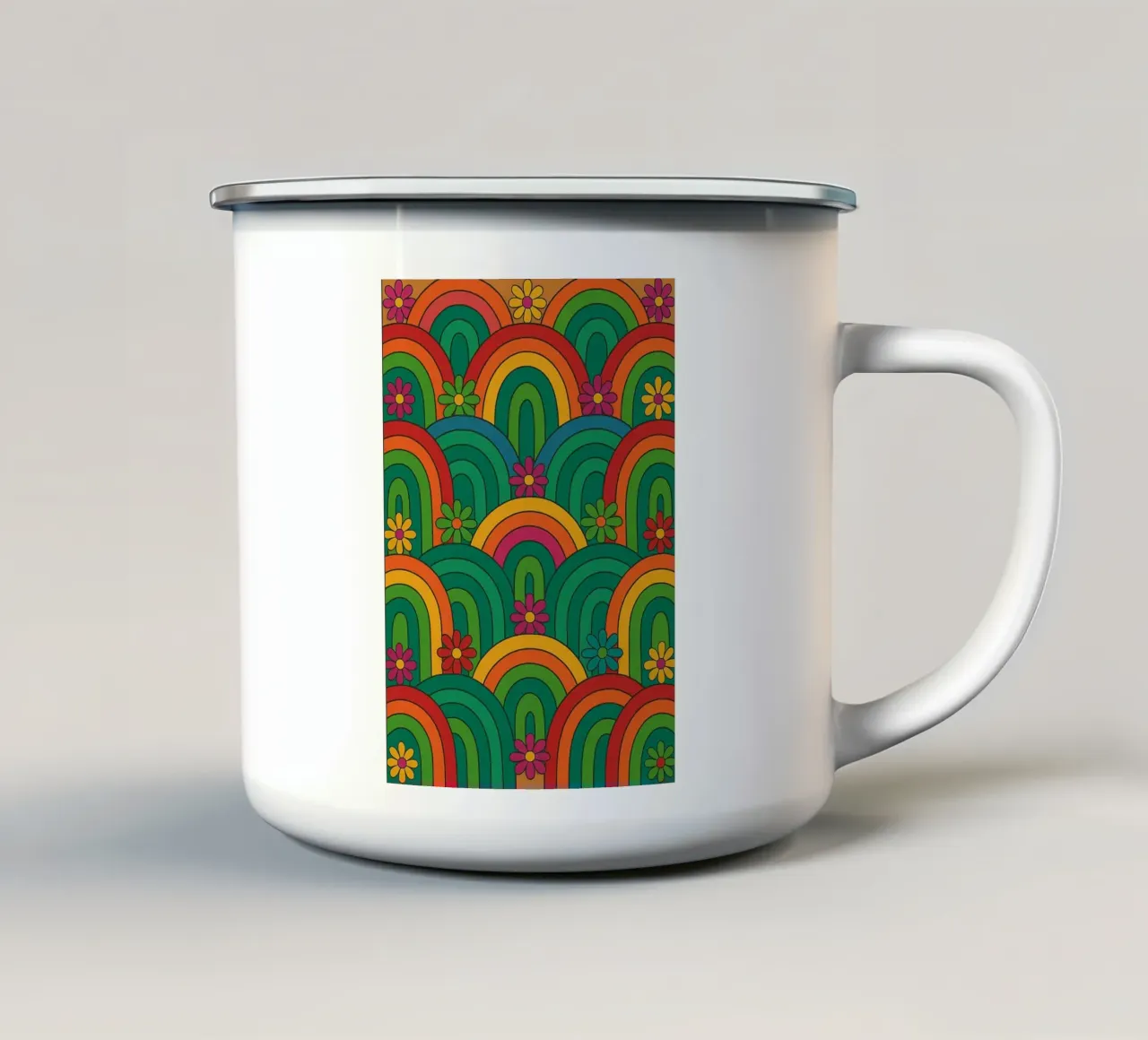 fiore astratto e linee di cerchio vettore tazza in smalto da oneway