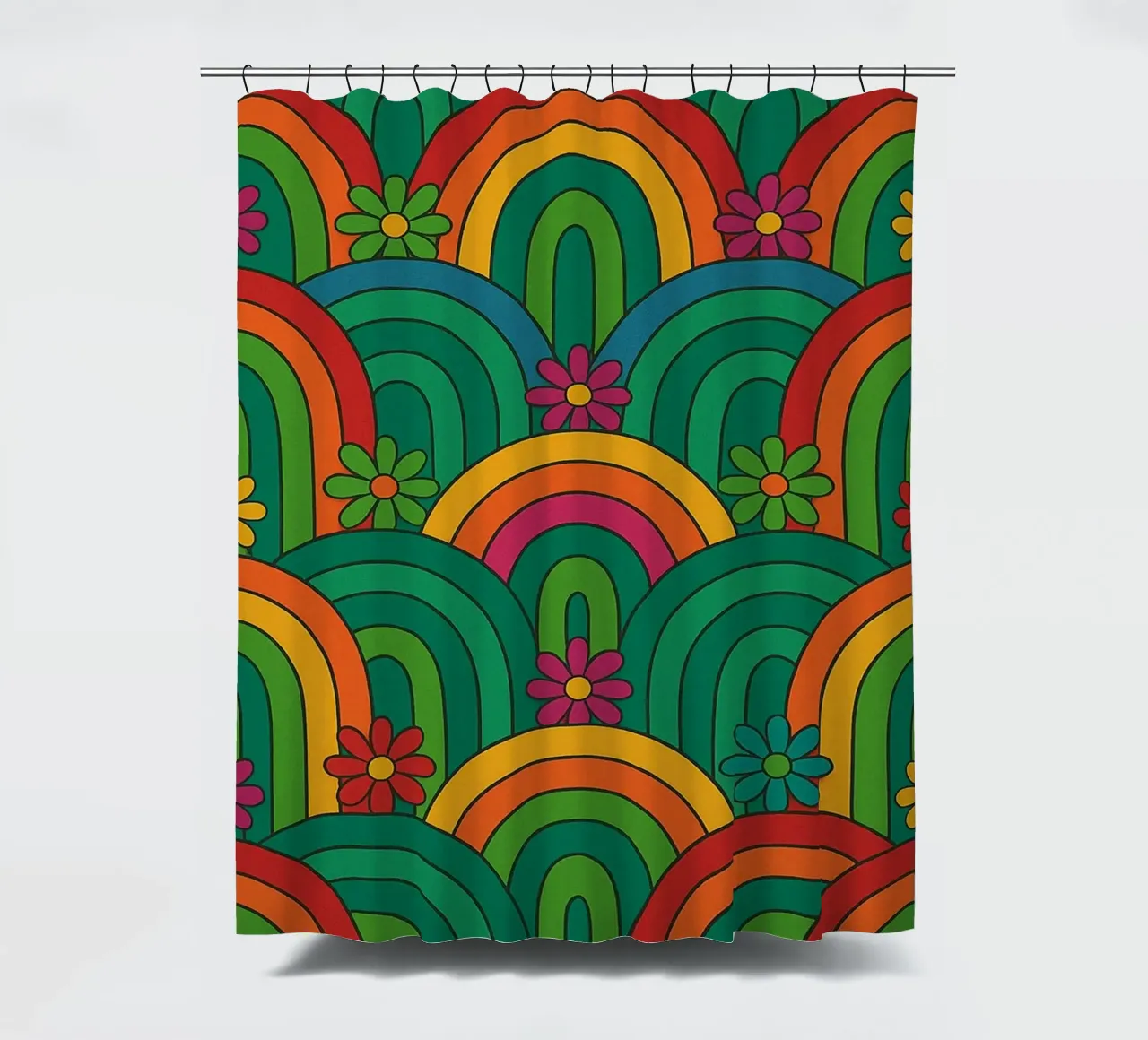 abstract flower and circle lines vector shower curtain by oneway