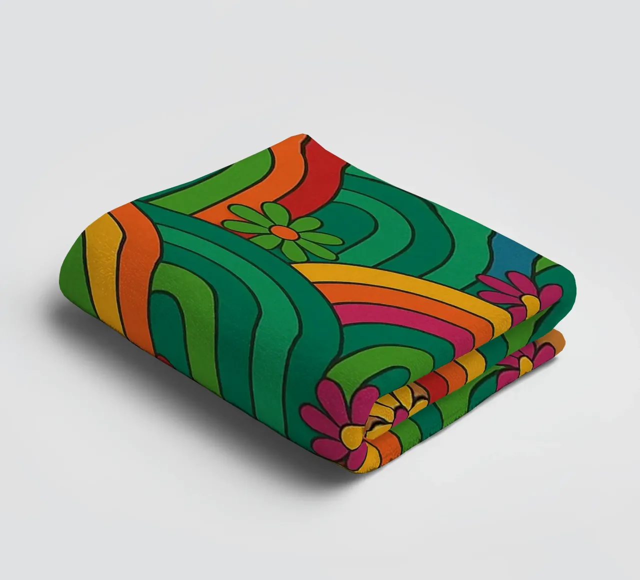 abstract flower and circle lines vector towel by oneway