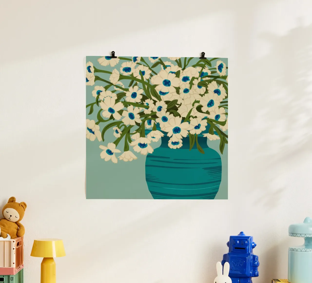 Abbondanza di margherite azzurre poster da Mossy Pigment