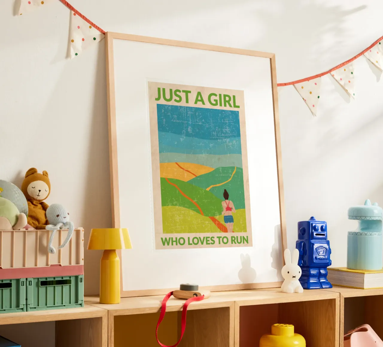 Solo una ragazza che ama correre (Brunette) poster con telaio in plastica da muench benjamin