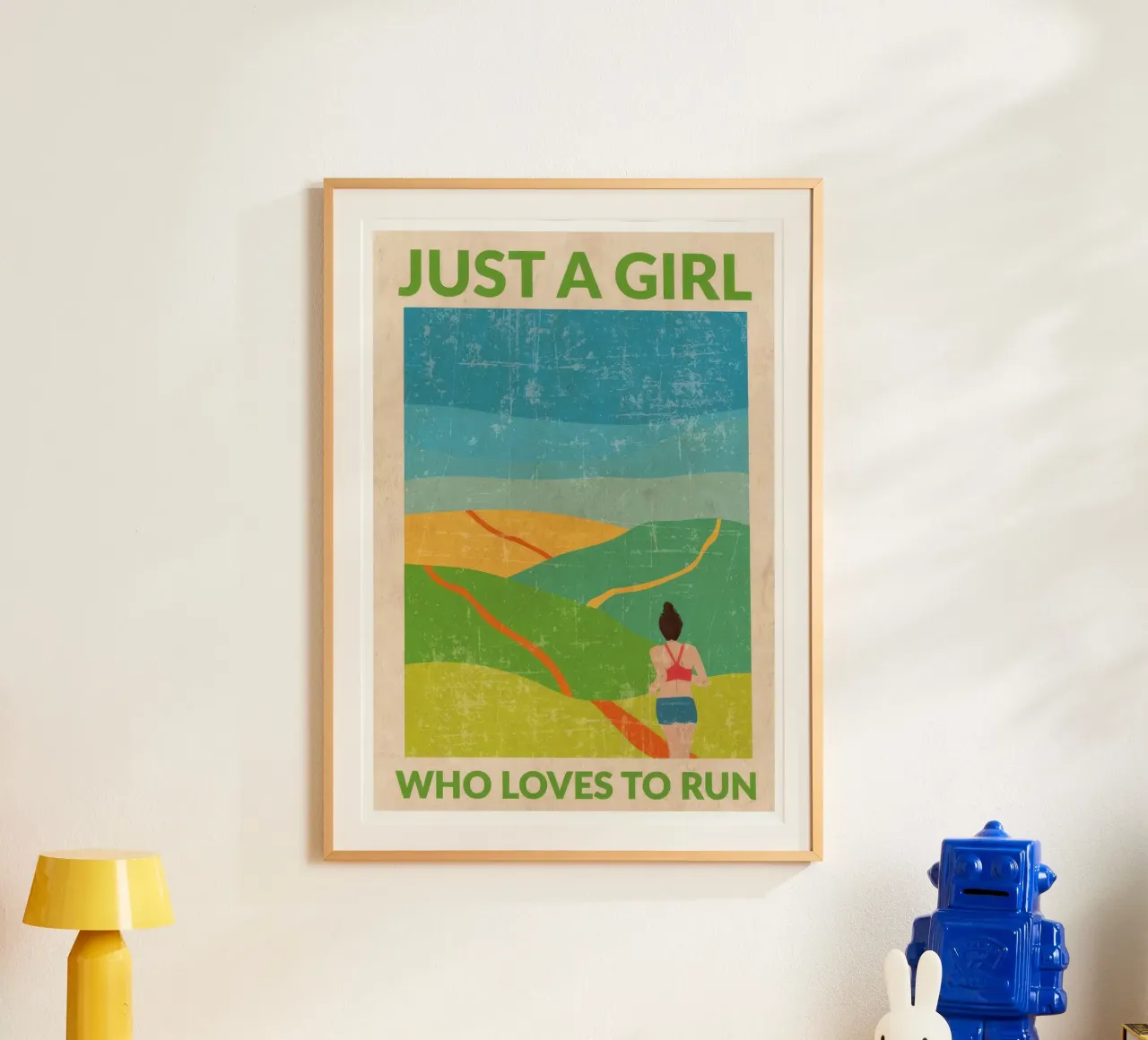 Solo una ragazza che ama correre (Brunette) poster con telaio in plastica da muench benjamin