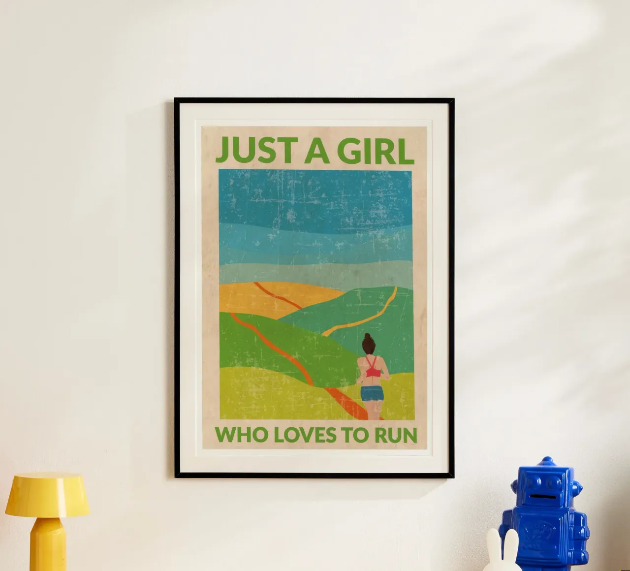 Solo una ragazza che ama correre (Brunette) poster con telaio in plastica da muench benjamin