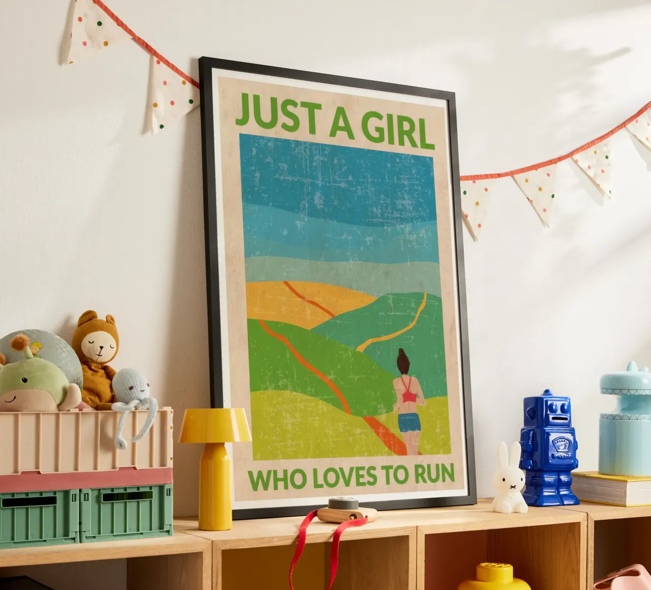 Solo una ragazza che ama correre (Brunette) poster con telaio in plastica da muench benjamin