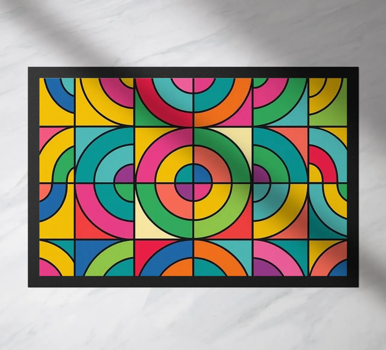 abstrakte Linie und Kreis Vektor FuĂmatte von oneway