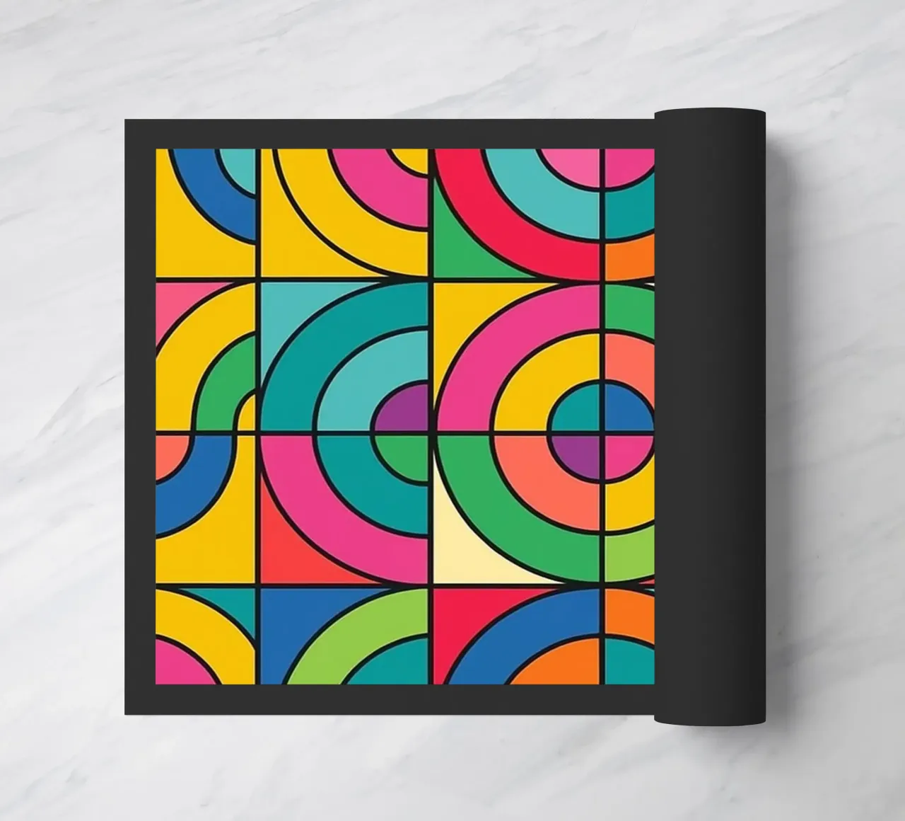 abstrakte Linie und Kreis Vektor FuĂmatte von oneway