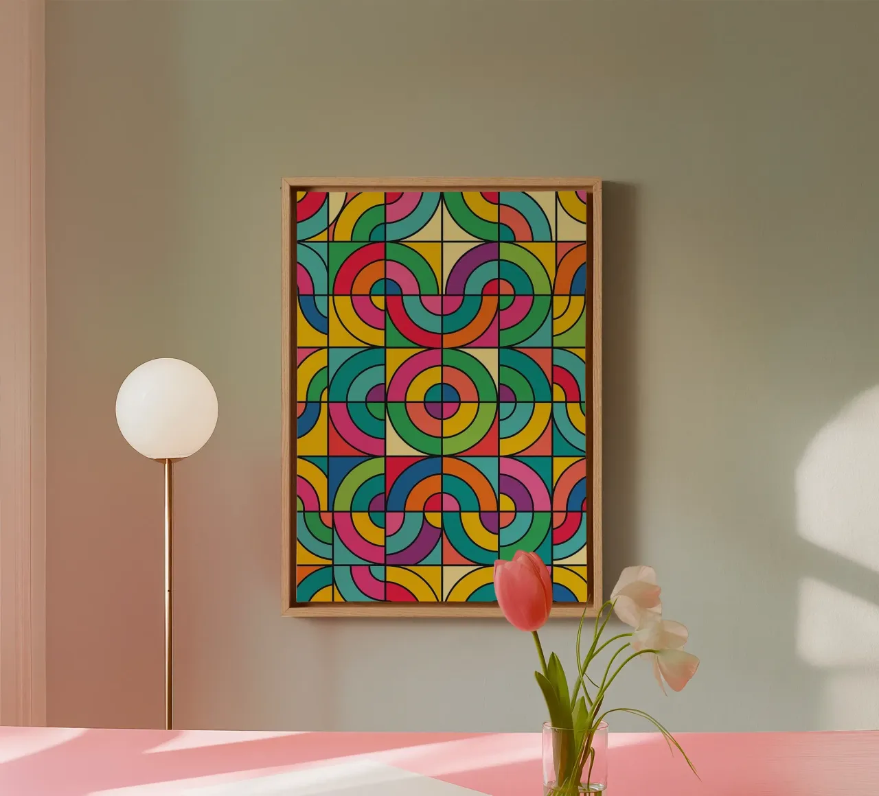 abstract line and circle vector canvas by oneway