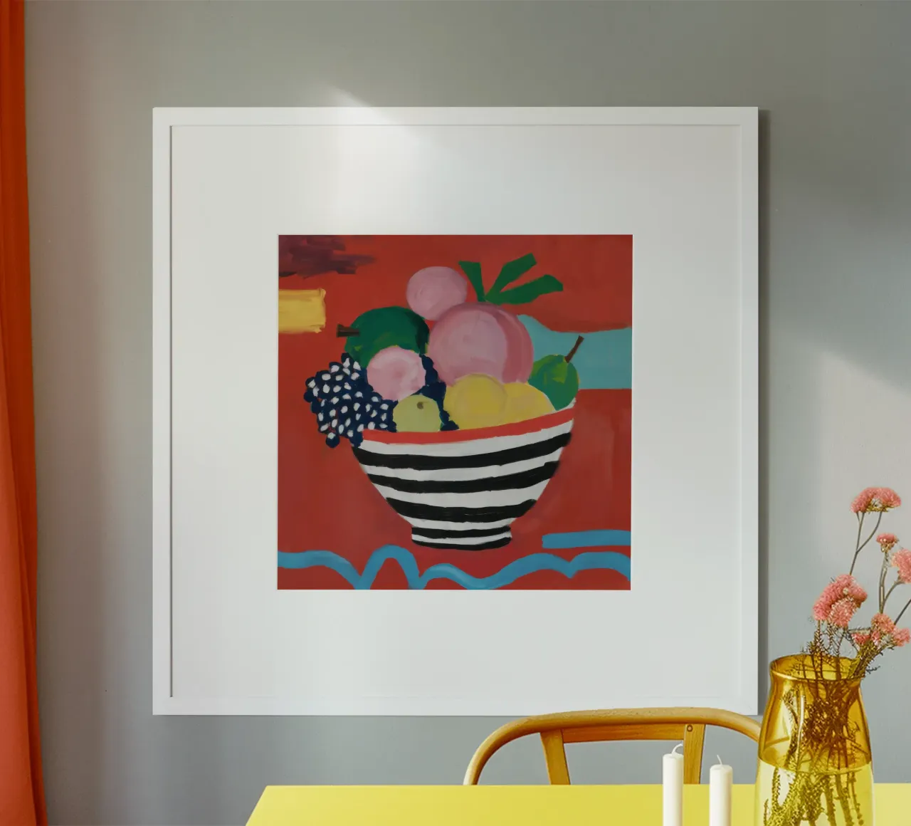 Raccolto a strisce vivaci poster con telaio in legno da Mossy Pigment
