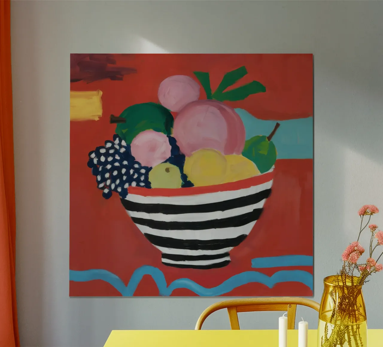 Raccolto a strisce vivaci poster con telaio in legno da Mossy Pigment
