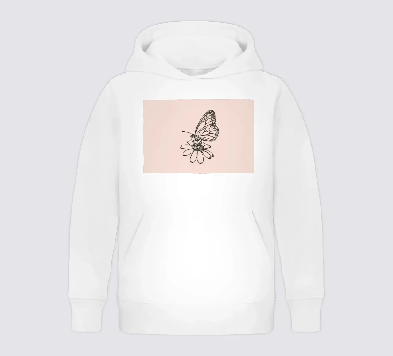 Farfalla appollaiata su un fiore in un delicato contesto naturale felpa bambino con cappuccio da DesignDoodle