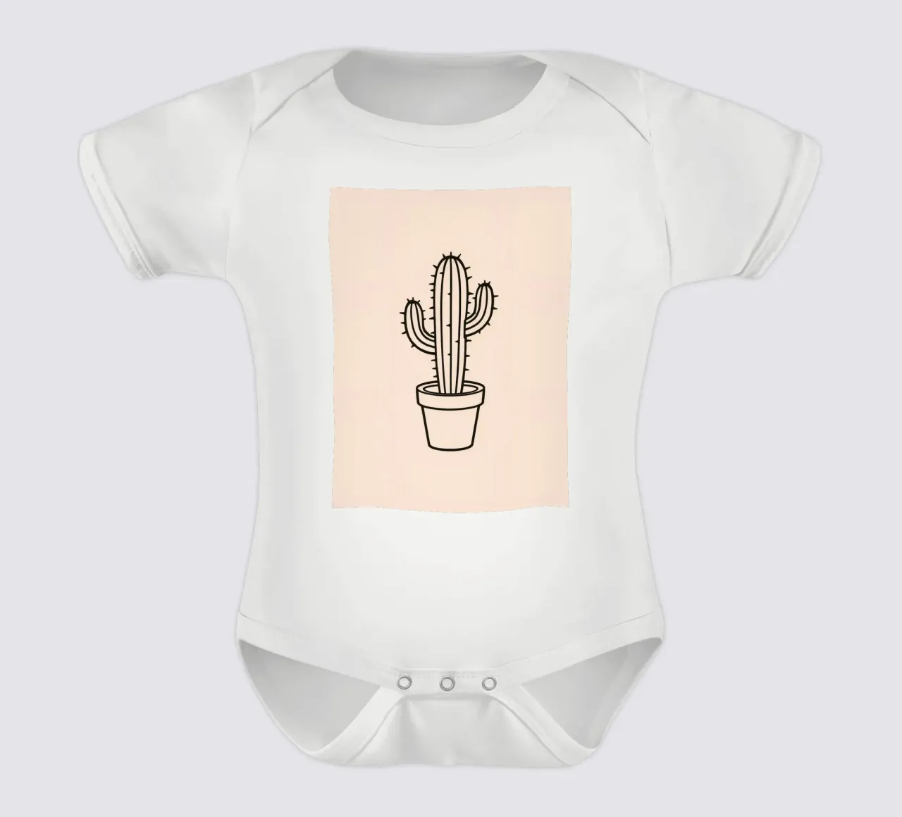 Cactus in a simple pot displayed against a plain background short-sleeve baby romper by DesignDoodle
