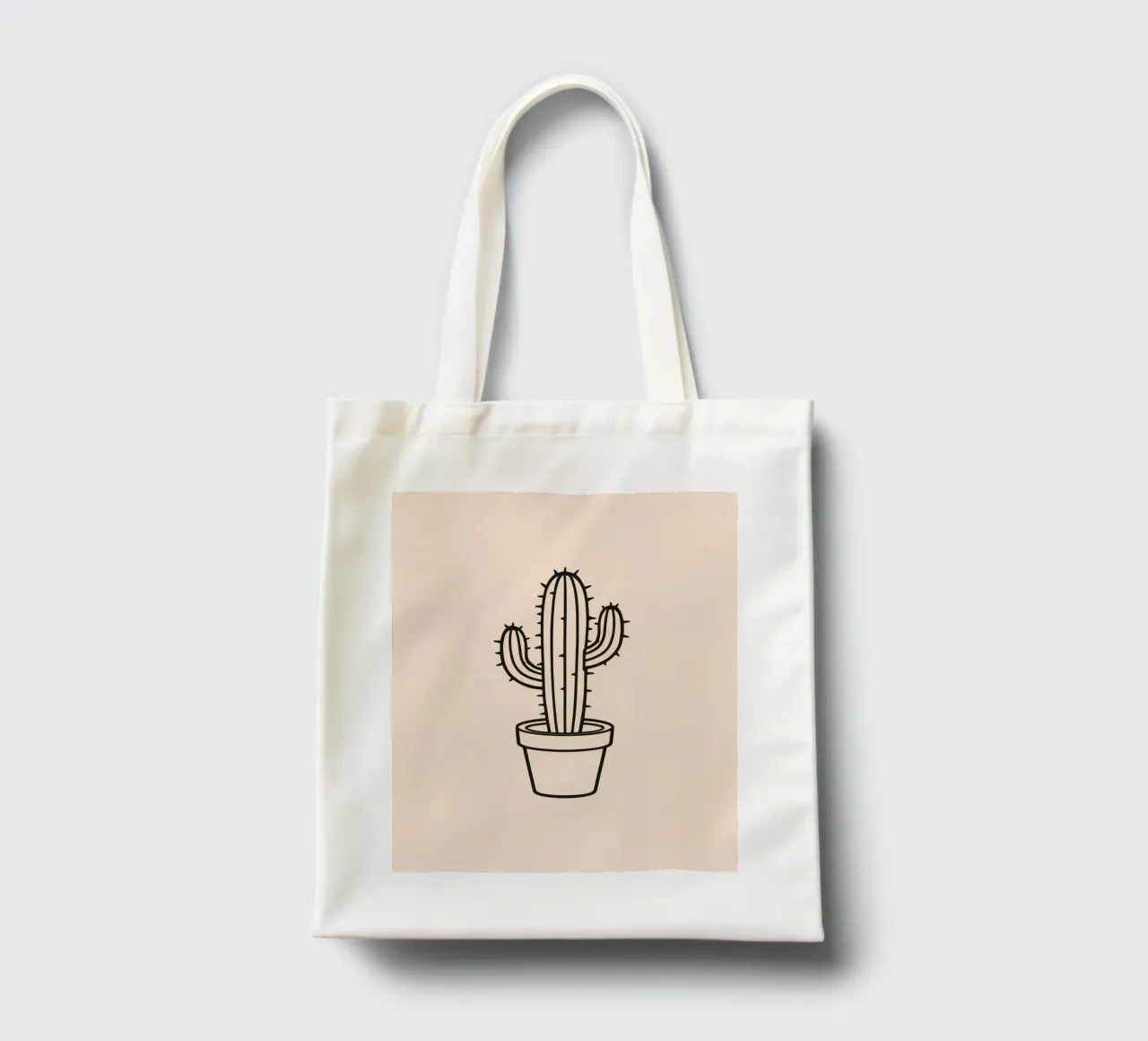 Cactus in un semplice vaso esposto su uno sfondo semplice borsa in juta da DesignDoodle