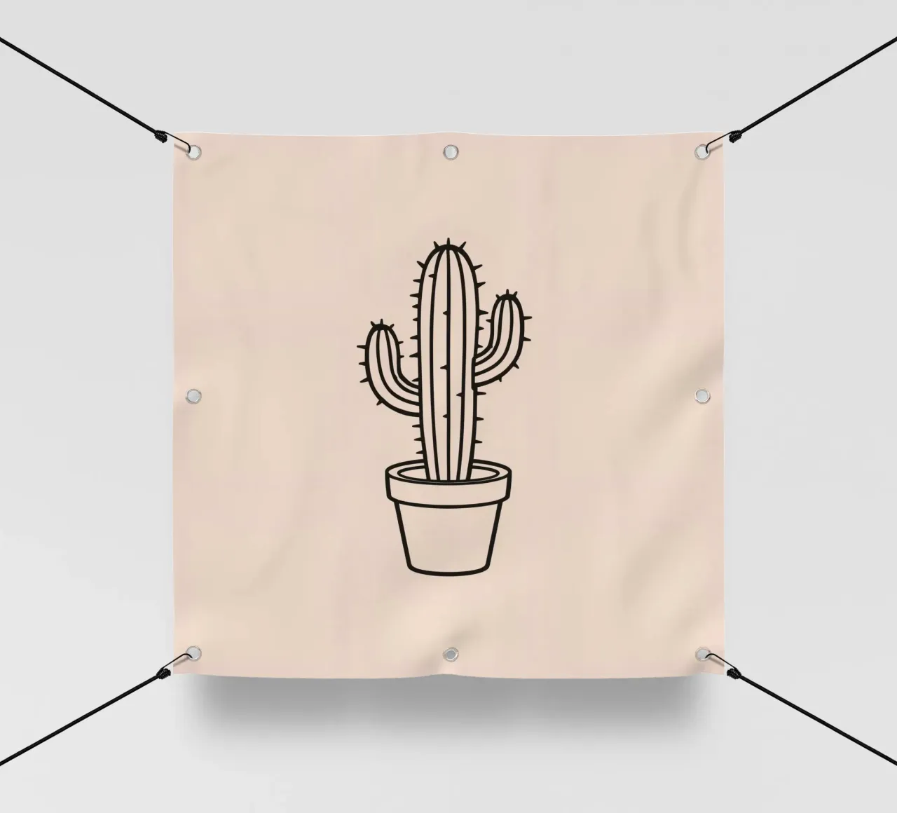 Cactus in un semplice vaso esposto su uno sfondo semplice telo in pvc da DesignDoodle
