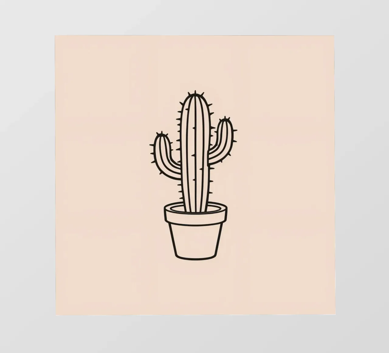 Cactus in un semplice vaso esposto su uno sfondo semplice telo in pvc da DesignDoodle