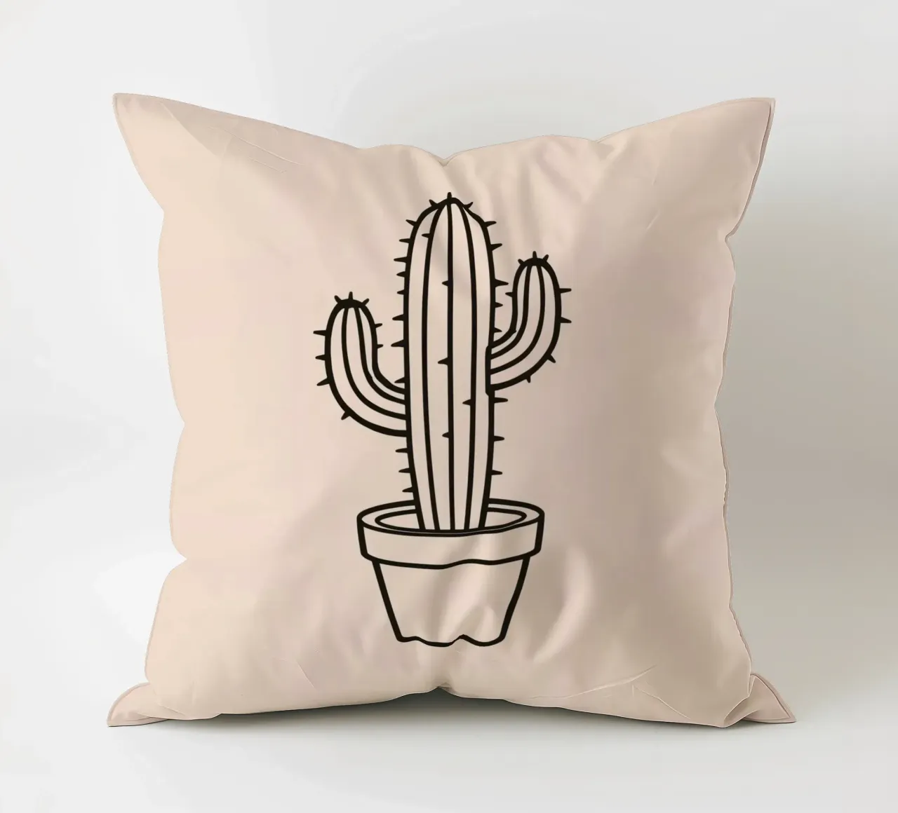 Cactus in un semplice vaso esposto su uno sfondo semplice cuscino da DesignDoodle