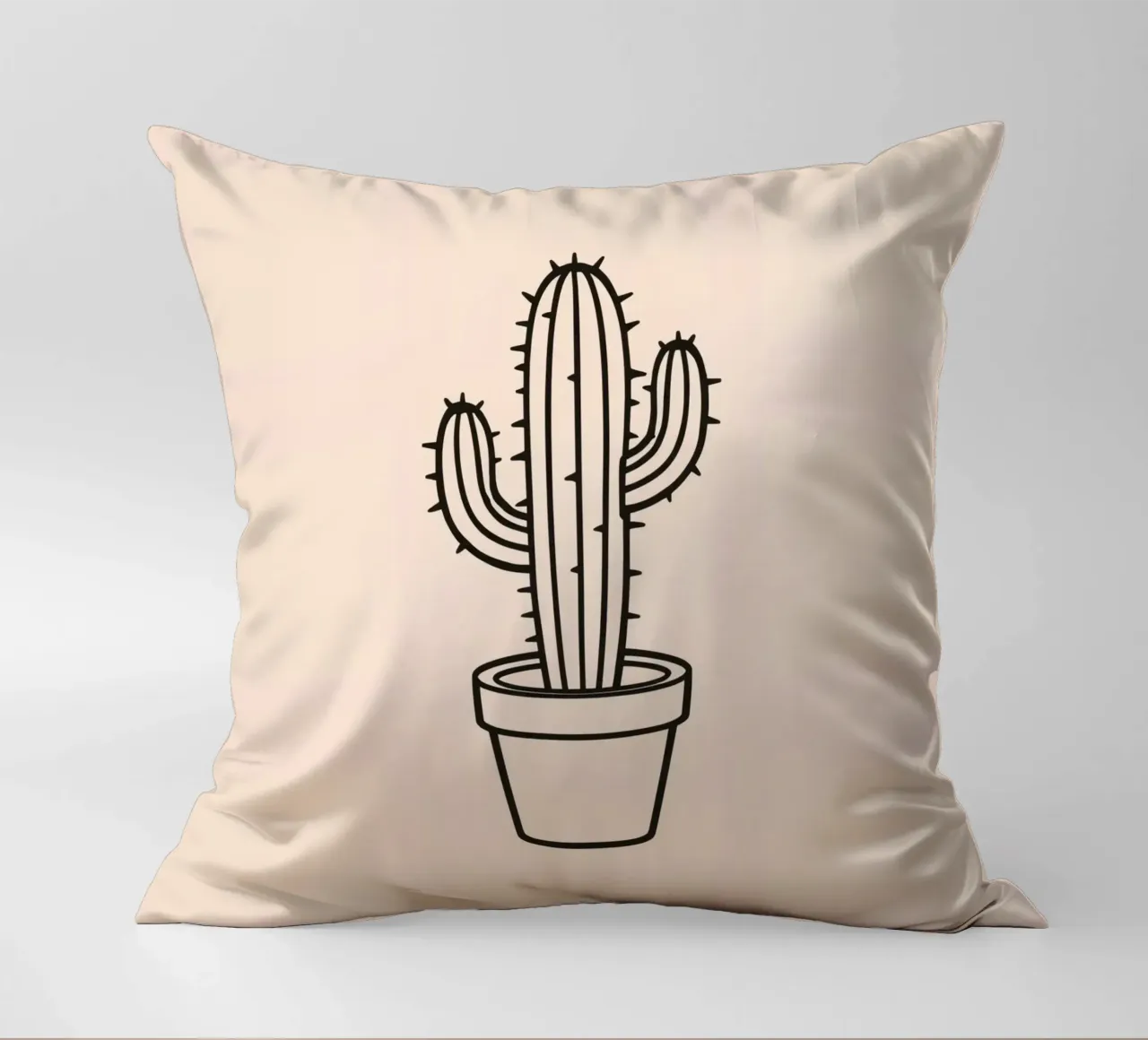 Cactus in un semplice vaso esposto su uno sfondo semplice cuscino da DesignDoodle