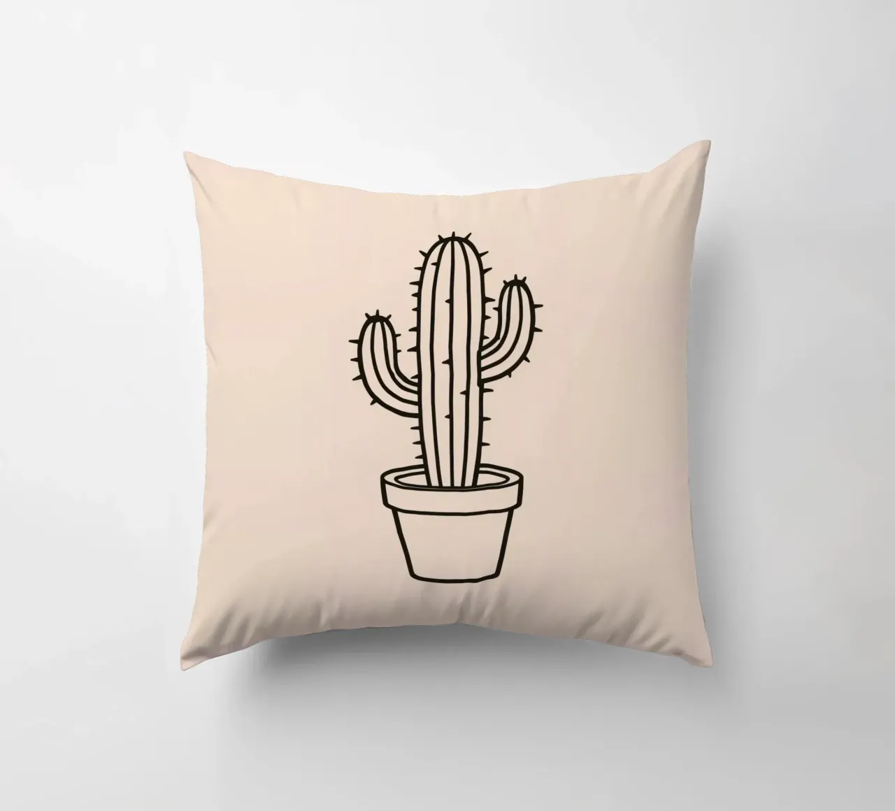 Cactus in un semplice vaso esposto su uno sfondo semplice cuscino da DesignDoodle