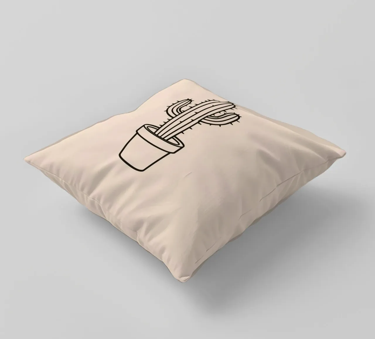 Cactus in un semplice vaso esposto su uno sfondo semplice cuscino da DesignDoodle