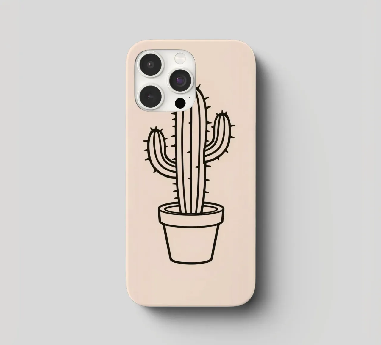 Cactus in a simple pot displayed against a plain background iphone case by DesignDoodle