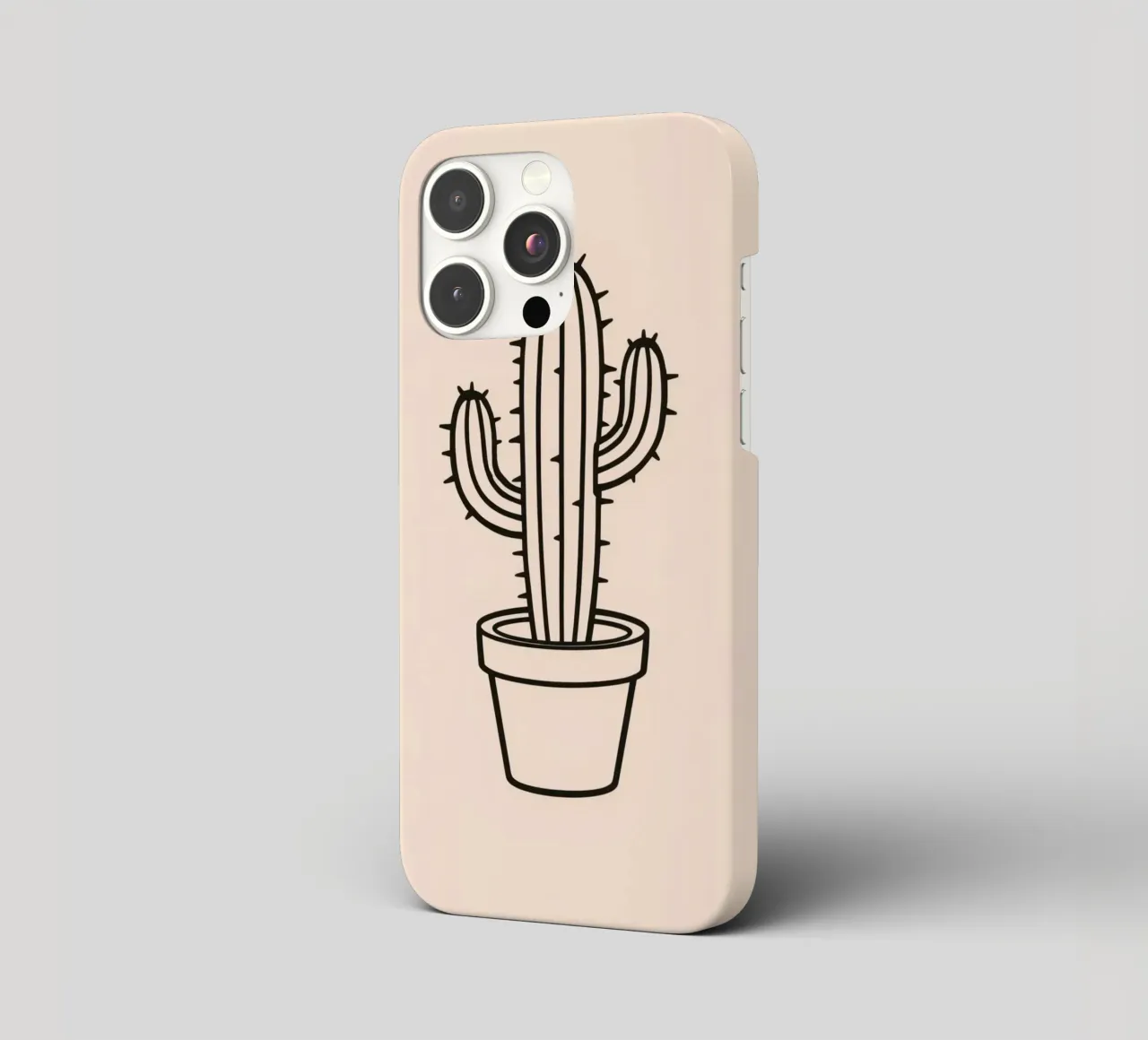 Cactus in a simple pot displayed against a plain background iphone case by DesignDoodle