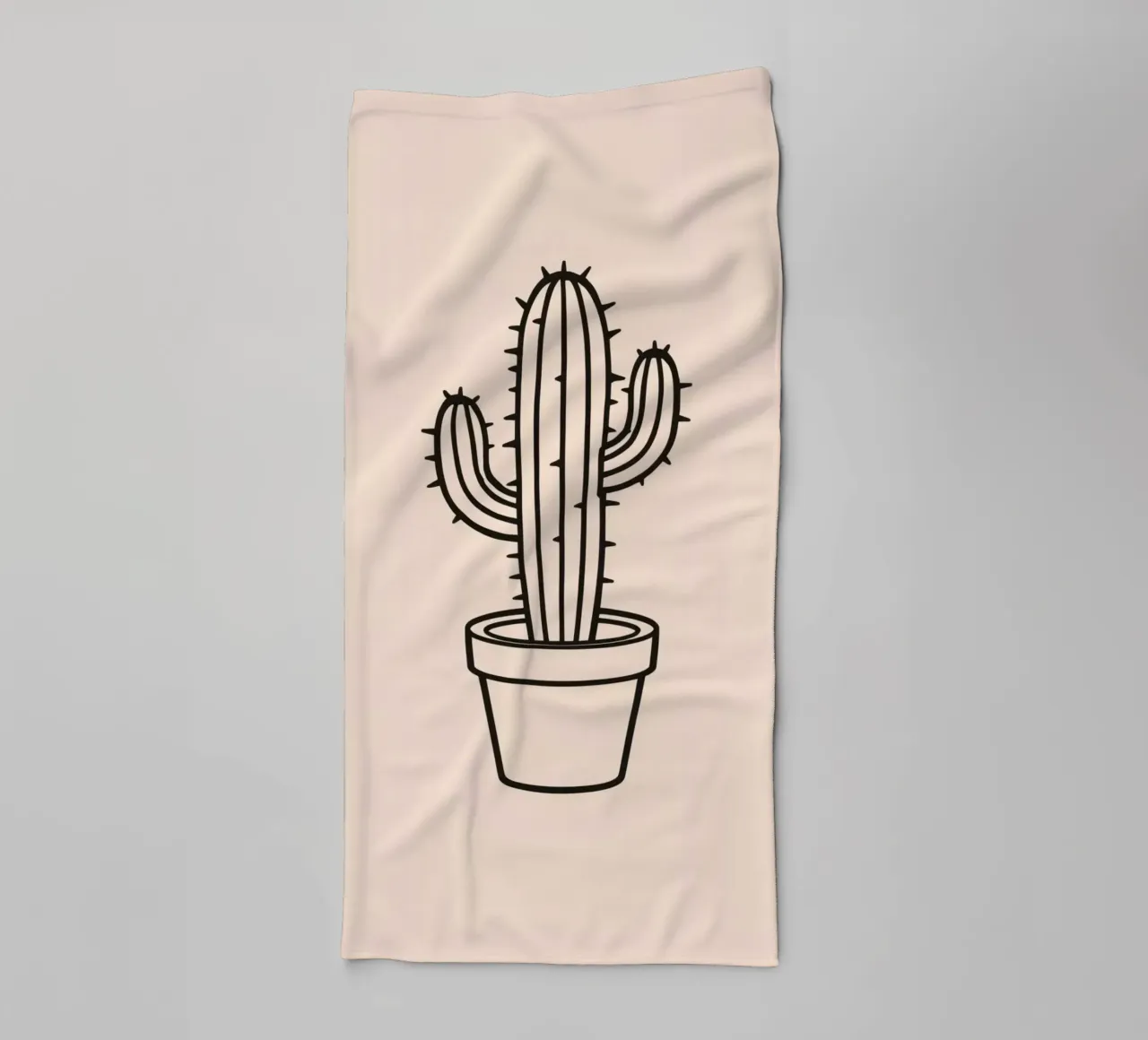 Cactus in a simple pot displayed against a plain background towel by DesignDoodle