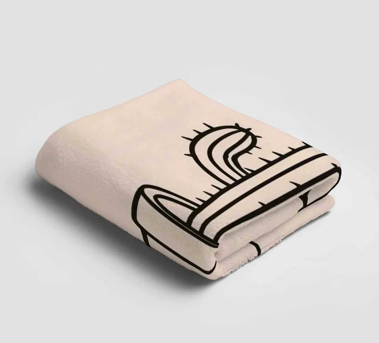 Cactus in a simple pot displayed against a plain background towel by DesignDoodle